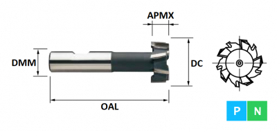 12.5mm x 6.0mm Depth (M6 Bolt Size) HSS-E/Cobalt T-Slot Cutter (Flatted Shank)